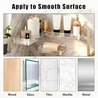Corner Acrylic Shower Caddy, 2 Pack Shower Shelf Adhesive with 1 Pack Soap Dish, No Drilling Bathroom Organizer, Wall Shelves for Bathroom - style: Corner Acrylic Shower Caddy