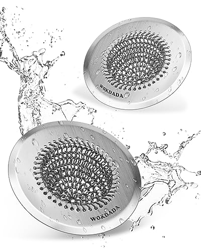 2 Pack Kitchen Sink Drain Strainer,Patented Reversible Chain Mesh Basket | Kitchen Sink Accessories,Easy Clean,Fast Drainage,304 Stainless Steel Rust-Proof，4.4" Large Capacity Food Catcher,Anti-Clog - color: Silver Silver