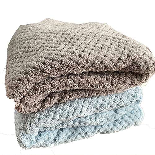M-bestl 2 Pack Absorbent Microfiber Hair Towel Wrap,Anti-frizz Hair Drying Towel with Button to Dry Hair Quickly,25.6X9.8 inch (Gray&Blue) - color: Gray&blue