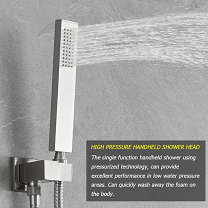 Brushed Nickel Shower System Bathroom Luxury Rain Mixer Shower Combo Set Wall Mounted Rainfall Shower Head System Shower Faucet Rough-in Valve Body and Trim Kit - color: Brushed Nickel, style: Handheld/Shower Faucet