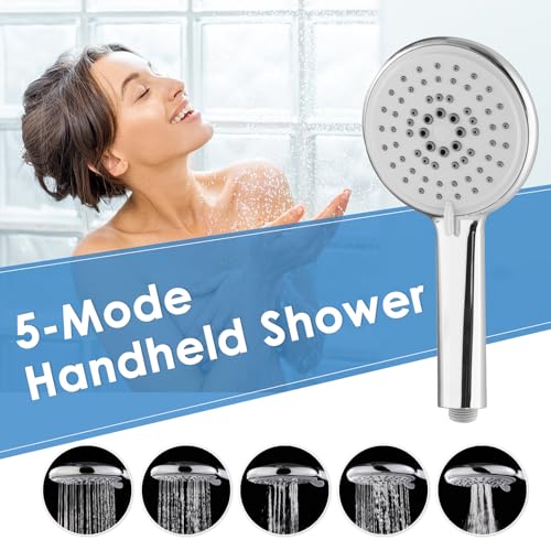 ROVOGO Gold Shower Panel Tower System, 4 Shower Modes Simultaneous Function | Rain Shower Head, Handheld, Body Jets, Tub Spout, Height Adjustable Shower Arm, Stainless Shower Column W/ Brass Valve, 43.3" - color: Gold-Adjustable Rain Head
