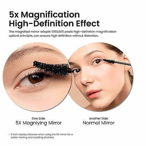 Circular Wall Mount Makeup Mirror, Dual-Sided 1x/5x Magnifying Mirror with Extendable Arm, 360° Swivel, Solid Brass Construction for Durability and Style (Brushed Nickel, KMM100) - color: Brushed Nickel