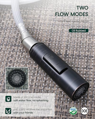 Metal Kitchen Faucet Head Replacement, Oil Rubbed Bronze | 2-Mode Pull Down Kitchen Faucet Spray Head with 15 Adapters, High Pressure Sink Sprayer Nozzle Stainless Steel - color: Oil Rubbed Bronze