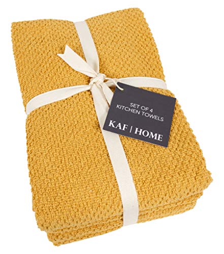 KAF Home Deluxe Popcorn Terry Kitchen Towels, Cotton Kitchen Dish Towels, Set of 4, Camel - color: Camel