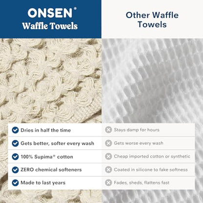 ONSEN Supima® Waffle Bath Sheet, Large, Quick Dry Lint Free 100% USA Cotton, Oversize Lightweight Absorbent Bath Sheet, 38x67 in (Oatmeal, 1x Bath Sheet) - color: Oatmeal, size: Bath Sheet