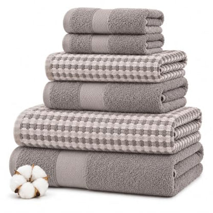 Modern Threads 6 Piece Cotton Bath Towel Set – Ultra Soft 600 GSM Towels – Bathroom Set with Hand Towels and Washcloths – Waffle (Classic Taupe) - color: Classic Taupe, style: Waffle