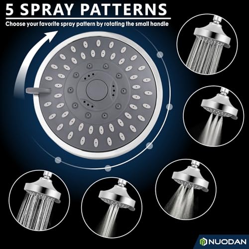 High Pressure Shower Head - 5 Spray Modes Powerful Pressure Boosting Showerhead For Bathroom - High Flow Fixed Showerheads (Chrome) - color: Luxury Polished Chrome