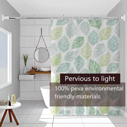 TIKABC Shower Curtain Liner, 4G PEVA Banana Leaves Shower Liner, Plastic Waterproof Shower Curtains, 72x72 inch with Grommet Holes 3 Magnetic Weights - color: Banana Leaves