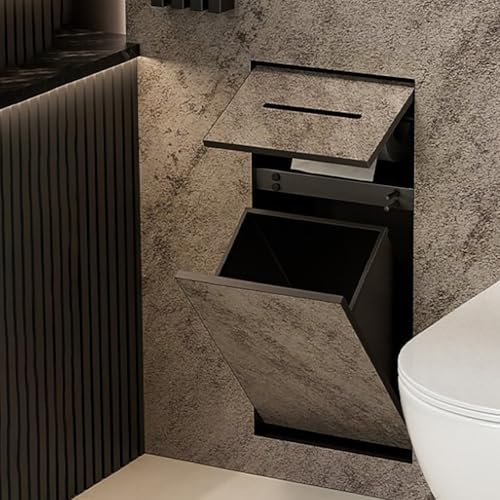 Toilet Paper Holder with Storage, in Wall Toilet Paper Holder, Stainless Cabinet Storage with Removable Trash Can and Toilet Brush Wall Bathroom Niche Black,Black/a - color: Black/a