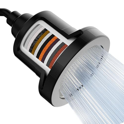 Mist Shower Filter Head for Hard Water Improves Skin, Hair, and Nails - Large, High Output Filtered Shower Head with Filter Softens Water and Removes Chlorine and Heavy Metals, Matte Black - style: Large Matte Black