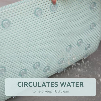 Bathtub Mat Non Slip 36'' X 17'', Soft Foam Bath Mat for Tub, Bathtub Mat with Drain Holes, Suction Cups Shower Mat (Ice Green, 36''X17'')