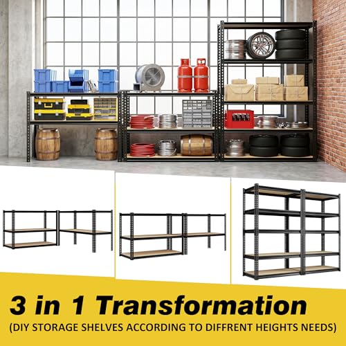 Heavy Duty Storage Shelving Unit, 5-Tier Adjustable Garage Shelves, 2025 lbs Capacity Metal Organizer Utility Rack, Freestanding for Kitchen Pantry Basement, 28" W x 12" D x 60" H - size: 28Wx12Dx60H