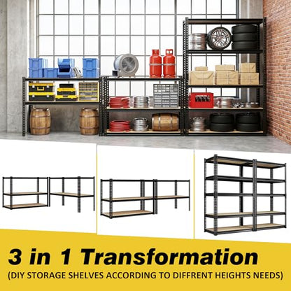 Heavy Duty Storage Shelving Unit, 5-Tier Adjustable Garage Shelves, 2025 lbs Capacity Metal Organizer Utility Rack, Freestanding for Kitchen Pantry Basement, 28" W x 12" D x 60" H - size: 28Wx12Dx60H