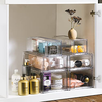 Sorbus Large Clear Storage Drawers (2 Pack) – Stackable Pull-Out Storage Bins with Handles, Slide Out Organizer Drawers for Pantry, Fridge, Kitchen – Stackable Acrylic Storage Bins - size: 2 Pack