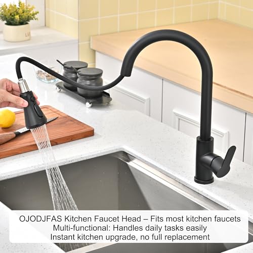 Universal Kitchen Faucet Head Replacement Matte Black,ABS Plastic | 3 Modes(Stream,Spray and Double Blade Spray)Pull Down Nozzle with 17-Adapter for Moen,Delta,Kohler,American Standard Faucet - color: Matte Black