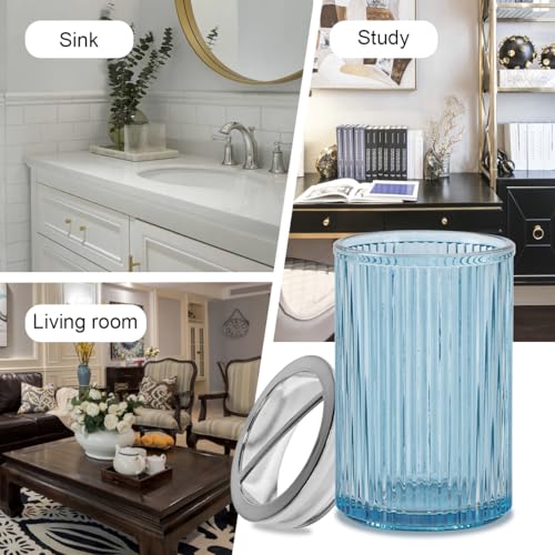 Toothbrush Holders for Bathrooms, 2pcs Glass Toothbrush Holder, 12oz Bathroom Tumbler and Mouthwash Cup, Tooth Brush and Toothpaste Organizer for Bathroom Vanity Countertop (Blue Silver) - color: Blue Silver