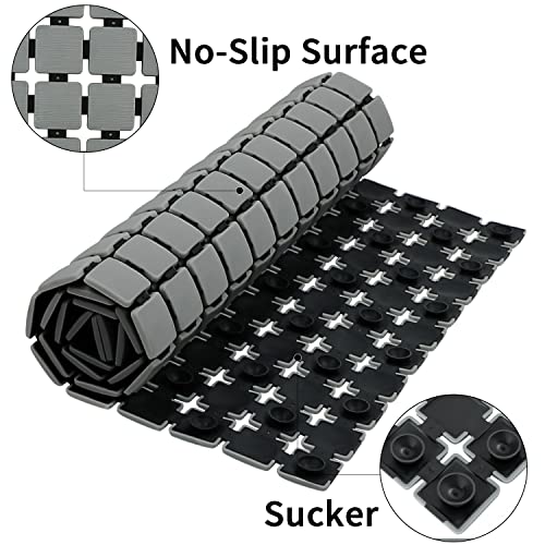 BEMISO Shower Mat Non Slip Bathtub Mat 33.4 x 15.7 Inch Large Size | Suction Cups,Drain Holes,Easy Dry,Easy to Cut - color: Pure Grey, size: 33.4 x 15.7 inches