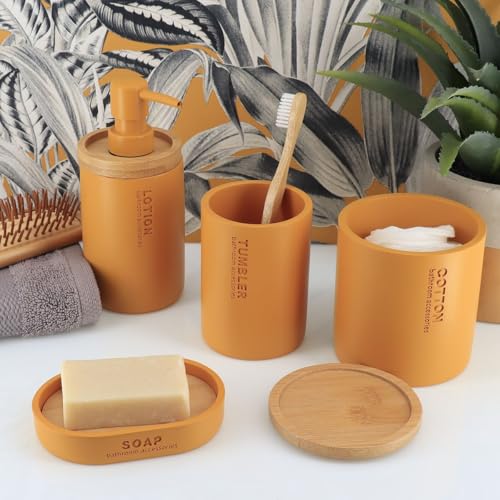 Matte Mustard Yellow Bathroom Cup, Toothbrush & Toothpaste Holder, Resin | Compact, Vanity Organizer for Toothbrushes, Razors & Makeup Brushes, Easy to Clean Surface, Durable Construction - color: Mustard Yellow