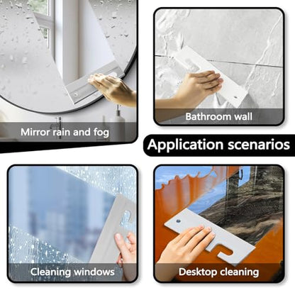 3 Pieces Mini Soft Silicone Window Squeegee, Hand Water Scraper with Hanging Hole, Small Mirror Cleaning Squeegee for Shower Glass Car Bathroom Dink Countertop (White) - color: White