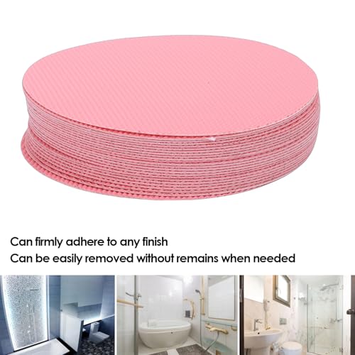 Fabater Anti Slip Shower Stickers, 24 Pcs Round Bathtub Non Slip Stickers for Tub & Shower Floor, Premium PEVA with Strong Adhesive for Pools and Stairs, Easy Apply (Pinky) - color: Pink