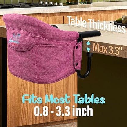 Hook On Chair with Removable Dining Tray,Portable Hook-On Chairs with Storage Bag,for Home and Travel(Rose Red) - color: rose red with tray