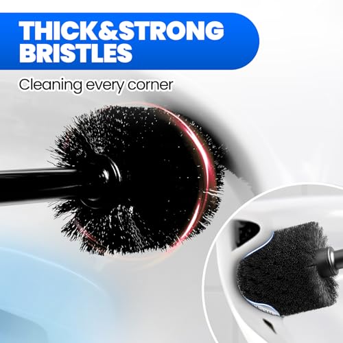 2Pack 2 in 1 Toilet Brush and Plunger Set, Extended Handle Plunger,Toilet Bowl Brush Plunger Set,Bathroom Cleaning Tools,Cleaning Brush,Toilet Brush Plunger Combo(Bright Black) | Heavy Duty Rubber Toilet Bowl Cleaner, Apartment Must Haves Bathroom Decor A