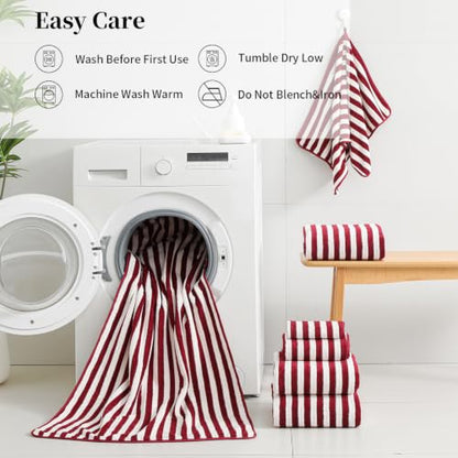 18-Piece Microfiber Bath Towels Set - 6 Bath Sheet, 6 Hand Towels, 6 Washcloths, Soft, Highly Absorbent Bathroom Towel, Quick Dry & Less Lint Shower towel for Bathroom, Hotel, Spa, Dorm-Burgundy - color: Z-burgundy