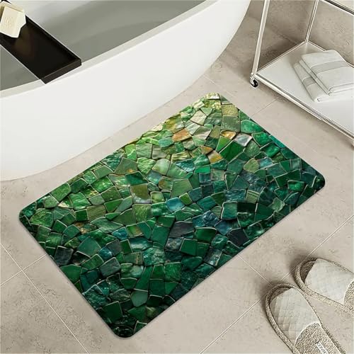 Bath Mat Rug,Greenstone wall Non Slip Quick Dry Super Absorbent Thin Bathroom Rugs Fit Under Door-Easy to Clean Bathroom Floor Mats-Shower Rug for Shower Sink Bathtub(20" x 31"in) - color: Greenstone Wall, size: 1'8" x 2'8" (Rectangular)