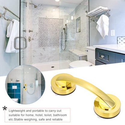 VOSAREA Golden Grab Bars for Shower, Heavy Duty Suction Cup Shower Handle, Reusable Bathroom Safety Grab Bars for Seniors and Elderly