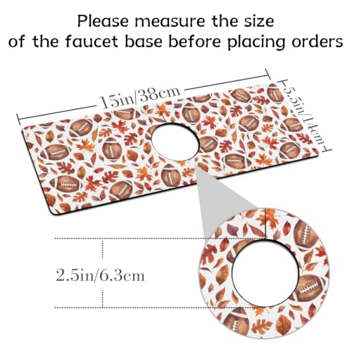 Fall Kitchen Sink Splash Guard Faucet Mat,Football Maple Leaf Autumn Thanksgiving Faucet Non-Slip Absorbent Mat,Farmhouse Sink Splash Guard Behind Faucet for Kitchen Bathroom, 15"x5.5" - color: Drying Faucet Mat 19