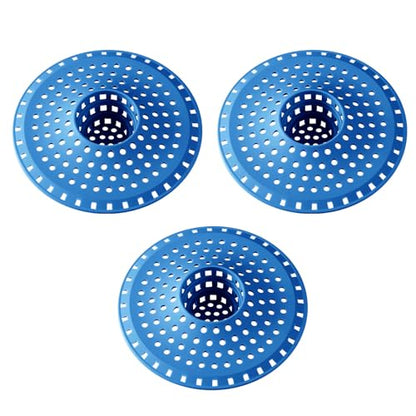 3Pcs Silicone Hair Catcher Shower Drain for Bathtub & Sink Trap/Strainer | 3 Pack Anti-Clog Collapsible Tub Protector Cover, Pet Hair Stopper fit 1 1/2" to 1 5/8'' Bathroom, Shower Stall & Sink Drains - color: Blue
