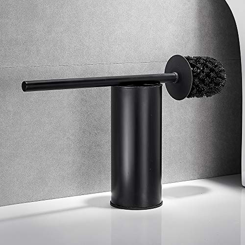 Freestanding Toilet Brush Holder for bathrooms 304 Stainless Steel Toilet Brush Stand Round Storage and Organization Rust Resistant 18-inch high Matte Black Finished - color: 18-inch Round High Matte Black