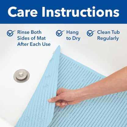 Duck Brand Clorox Bath Mat for Tubs, Non Slip Bathtub Mat with Suction Cups, 17 Inches x 36 Inches, Sky Blue, 2 Pack