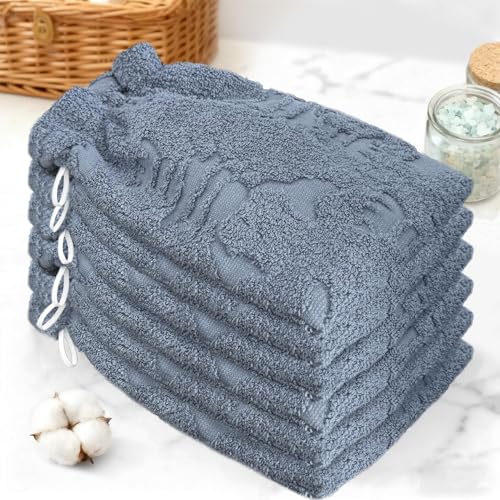 VOOVA & MOVAS Shower Mitt,Lobster 6.3x8.3 in,European Style with Loop | 100% Cotton,6 Pack,Light Blue Lobster Print,Soft & Absorbent,No Fade,Ice Pack Pocket,Quick Dry,for Shower,Kids Favorite - color: Light Blue Lobster, size: 6PC Bath Mitts