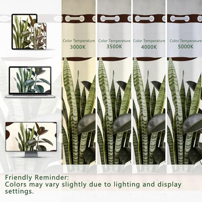 No Hook Waterproof Shower Curtains with Snap in Liner, Modern Minimalist Plant Fabric Shower Curtain with Weighted Hem and Sheer Top Window, Cow Print 3 in 1 Shower Curtain for Home, 71x74 Inches - color: Modern Minimalist Greenery