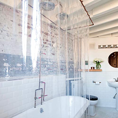 Kent & West - PEVA Shower Curtain Liner | PVC Free | Clear & Durable | Metal Grommets | 9 Gauge | Bottom Magnets | 84" W x 72" H (Extra Wide) - size: 84"W x 72"L (Pack of 1)