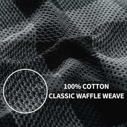 Homaxy 100% Cotton Plaid 4 Pack Kitchen Towels, 20" x 28", Black & Grey | Waffle Weave, Plaid, Super Soft and Absorbent Dish Towels, Quick Drying, Multi-Purpose - color: Black & Grey, size: 20 x 28 - 4 Pack