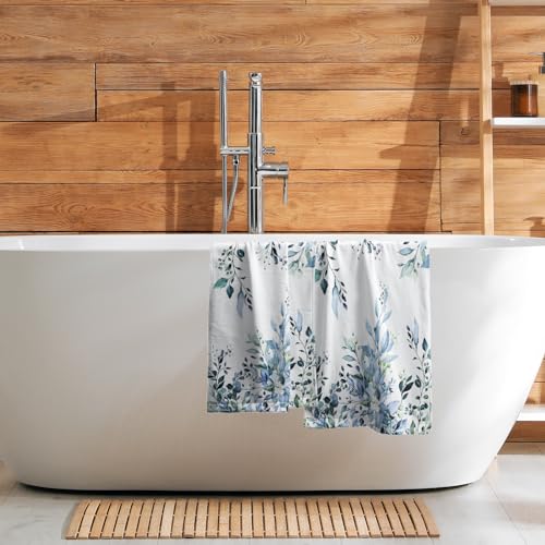 Blue Eucalyptus Hand Towels Set of 2 Sage Leaves Soft Absorbent Small Bath Towel Kitchen Dish Guest Towel for Bathroom Hotel Gym Spa - color: Blue Eucalyptus Leaf