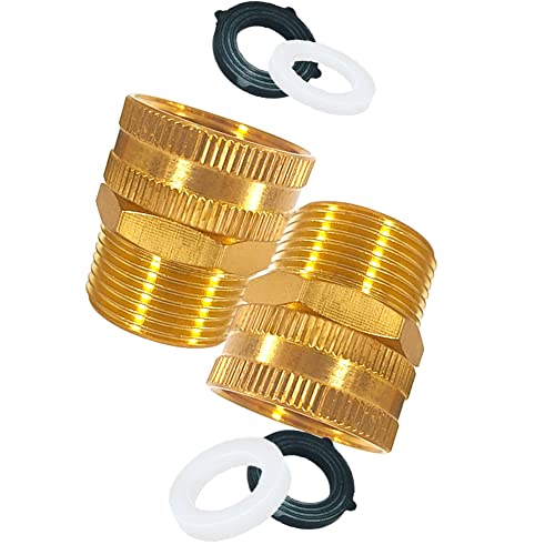 YOUHO Brass Garden Female Hose Fitting Connector, 3/4 GHT Female x 3/4 GHT Male, Garden Hose Connectors Garden Pipe Joint Extension Repair Fitting 2PCS - size: 3/4GHT(M) to 3/4 GHT(F)2pcs