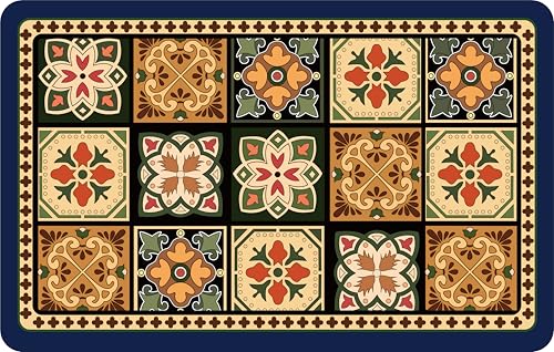 Boho Dish Drying Mat for Kitchen Counter - Super Absorbent Faux Leather Kitchen Mat, Quick Dry & Non-Slip Countertop Protector, Aesthetic Bohemian Decor for Coffee Bar (17"x31.5", Blue) - color: Blue, size: 17" x 31.5"