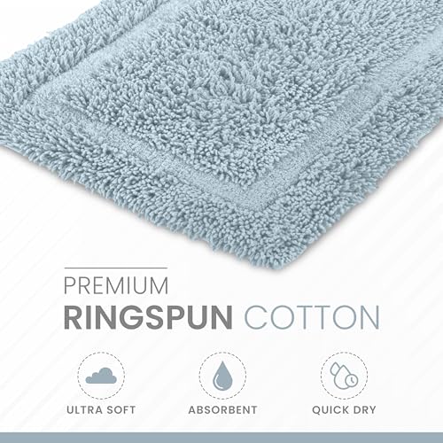 Martex Ringspun Bath Rug, 20" x 30", Soft Blue | 100% Cotton, Super Soft, Super Absorbent, Non-Slip, Quick Drying - color: Soft Blue