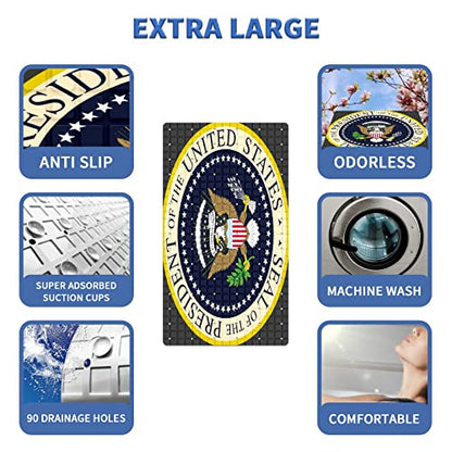 FCZ Bath Tub Mat Non Slip Shower Mat Seal President of The United States 26.8x15 inches Rectangular Polyester PVC Machine Washable - color: Seal President of the United States