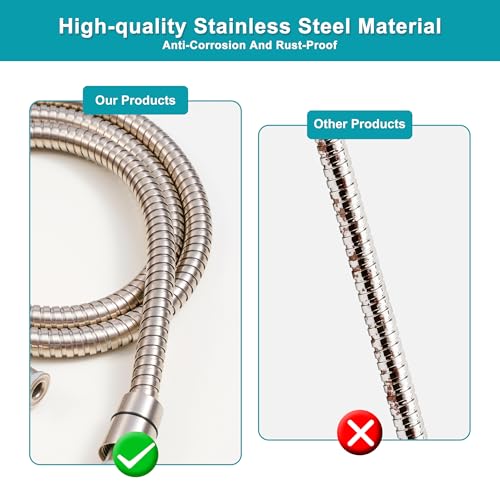 GwernKB Shower Hose,79In Long Stainless Steel Hose for Handheld Shower Head | Brushed Nickel,Extension for Bidet Sprayer,Leak-proof,with Steel Insert,Durable & Flexible,Bathroom Attachment Replacement - color: Brushed Nickel