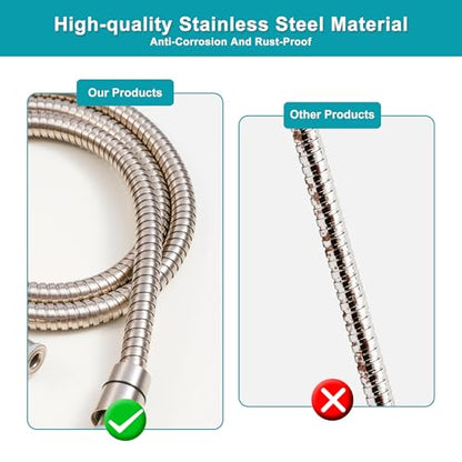 GwernKB Shower Hose,79In Long Stainless Steel Hose for Handheld Shower Head | Brushed Nickel,Extension for Bidet Sprayer,Leak-proof,with Steel Insert,Durable & Flexible,Bathroom Attachment Replacement - color: Brushed Nickel