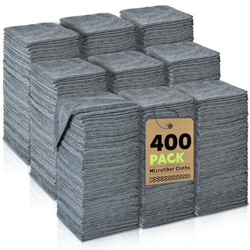 Microfiber Cleaning Cloths Bulk-400 Pack, Gray Microfiber Towels for Cars | Ultra Absorbent Microfiber Towel Weave Grime & Liquid for Streak-Free Mirror Shine - Car Washing Cloth, 12x12 inches - color: Grey, size: 400P