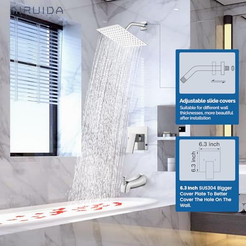 Airuida 8 Inch Shower Faucet Set,Bathtub Faucet Kit,8 Inch-Chrome Polish | Shower Tub Faucet Set,Male Threads Rough-In Valve,Square Head Shower System - color: Chrome, size: 8 Inch