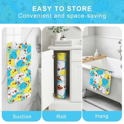 Baby Bath Mat for Tub Non Slip Kids, BPA Free Extra Long Bathtub Mat 40x16 with Drain Holes and 200 Suction Cups, Non Toxic Machine Washable Toddler Bath Mat, No Fading, Sticker Duck - color: Y-duck 1