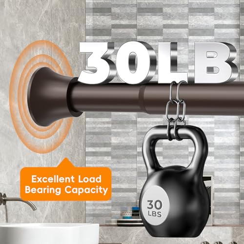 Bronze Shower Curtain Rod-Tension Rod,Spring Tension Shower Curtain Rod 30 To 89 Inch,Shower Curtain Rod For Bathroom, Window,Closet No Drilling Non Slip - color: Brown, size: 30-89"