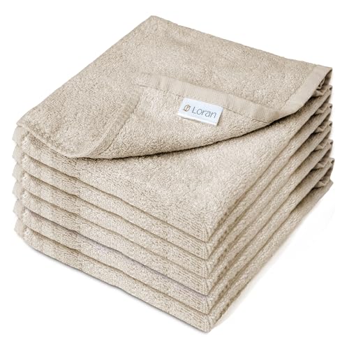 Vanilla Extra Large Washcloths Set of 6 Soft Body Cloths 13” x 13” 70% Viscose Derived from Bamboo, 30% Cotton Spa-Like Feel Silky for Skin Cleansing - color: Vanilla