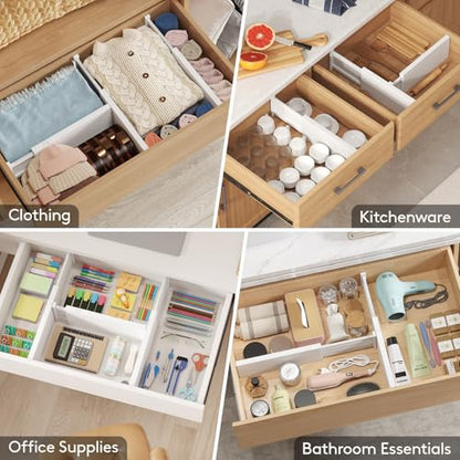 Lifewit 5" Tall Upgrade Drawer Dividers, Adjustable Deep Drawer Organizer | 13.5"-22" Expandable White Drawer Separator for Clothes, Dresser/Kitchen/Closet/Bedroom/Office Organization & Storage, 5 Pack - size: 5"H, 13.5-22"L
